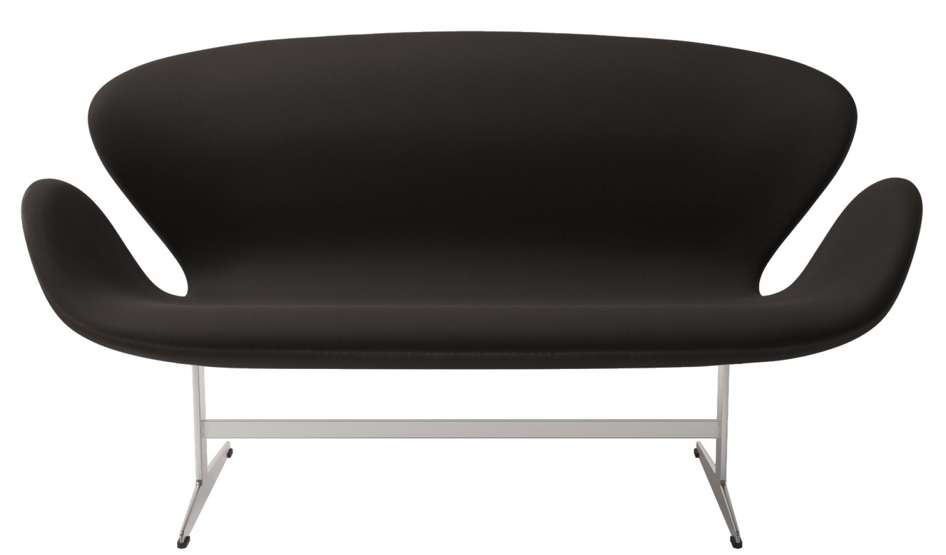 Schwarzes Swan Sofa von Fritz Hansen mit Stahlgestell, modernes Design für Wohnzimmer und Büro.